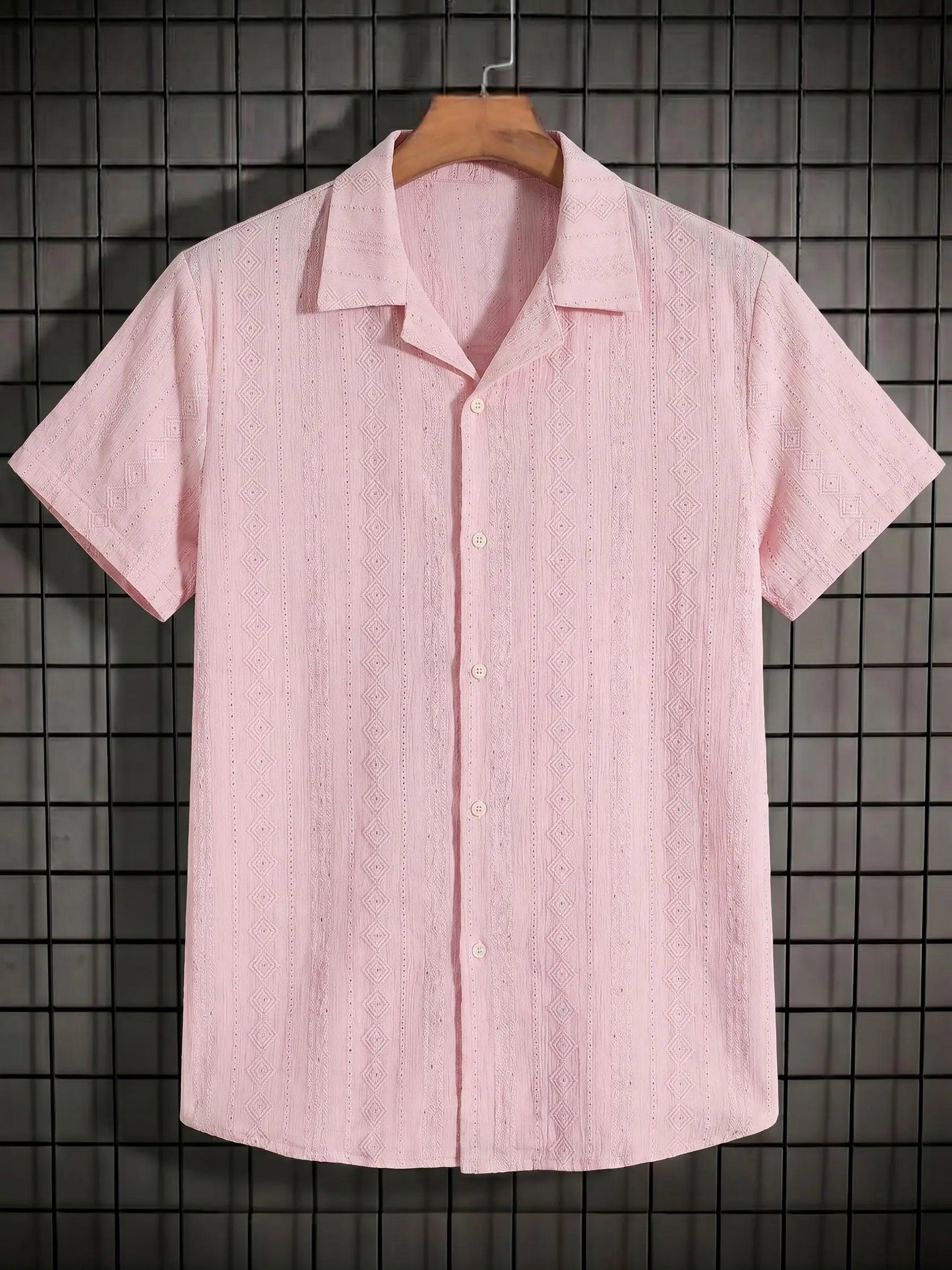 KZZ Men's Casual Short-Sleeve Shirt