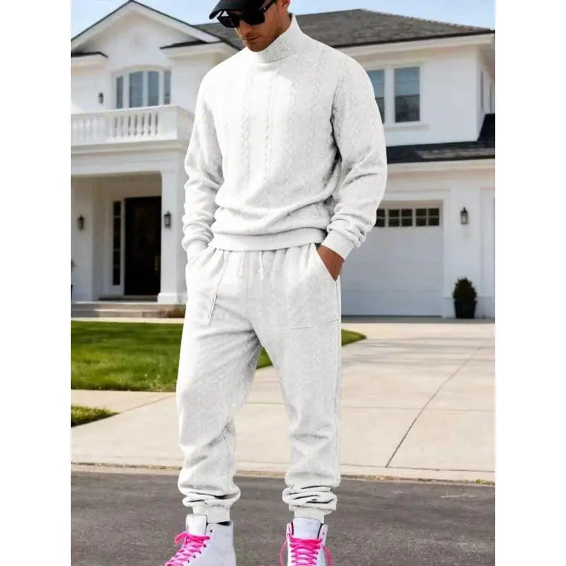 KZZ Men's Textured Knit Two-Piece Set
