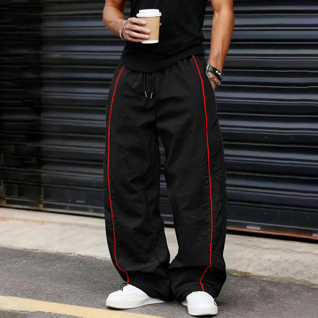 KZZ Men's Casual Striped Print Comfortable Straight-Leg Sweatpants