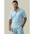 KZZ Solid-Color & Striped Short-Sleeve Two-Piece Set