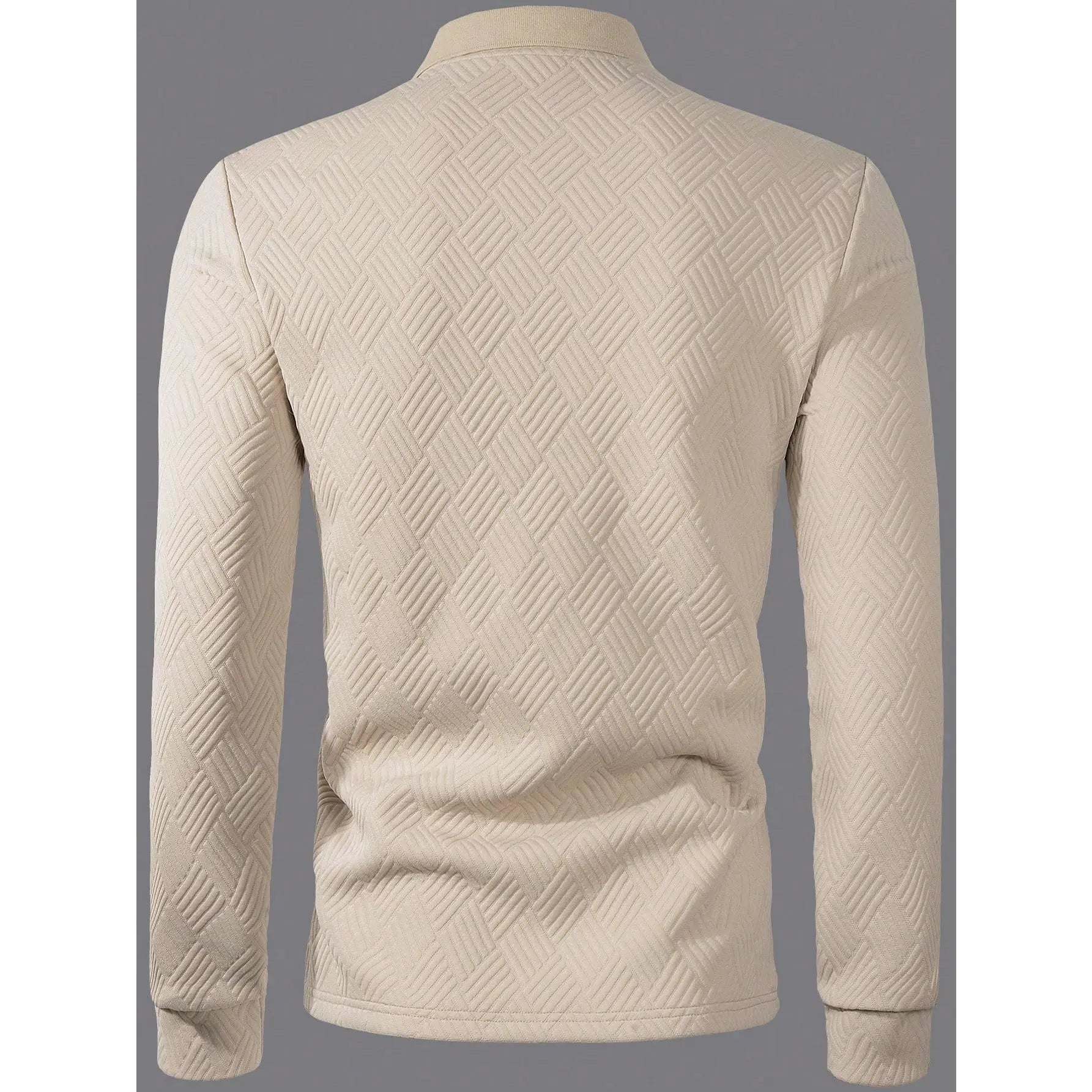 KZZ Men's Casual Plain Knit Long-Sleeve Polo Shirt
