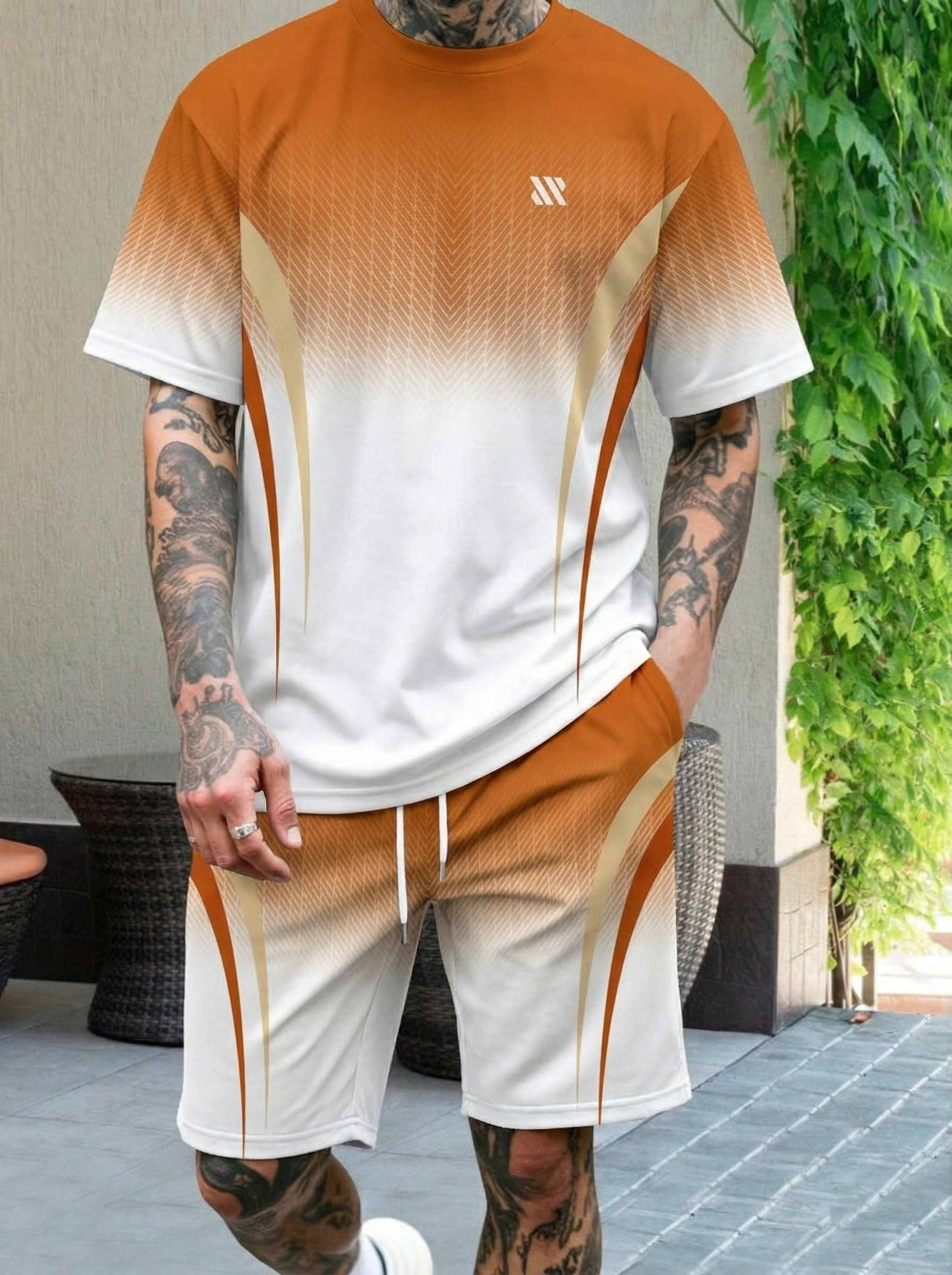 KZZ Men's short Sleeve Gym Training set