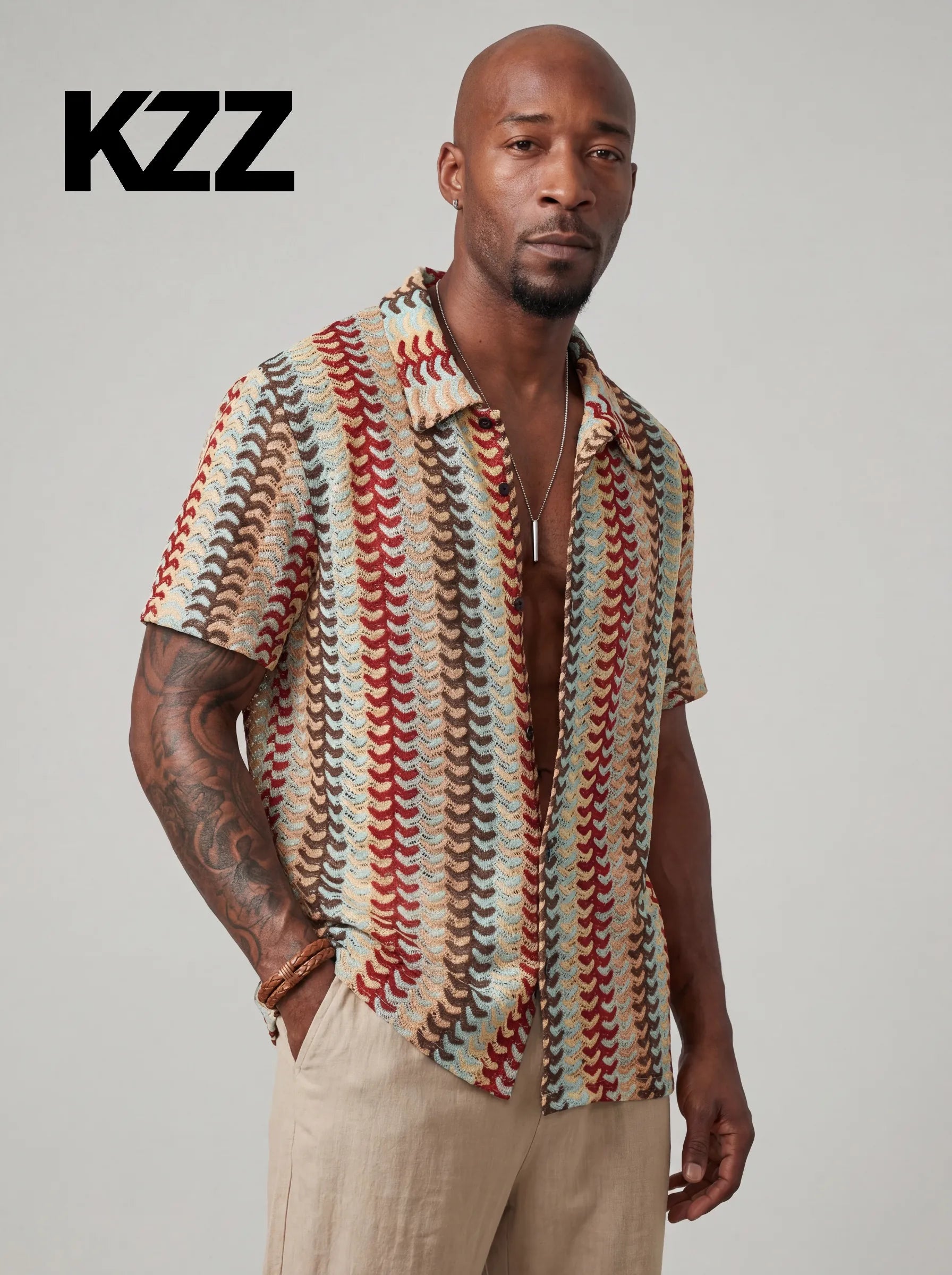 KZZ  New Summer Men's Knitted Shirt