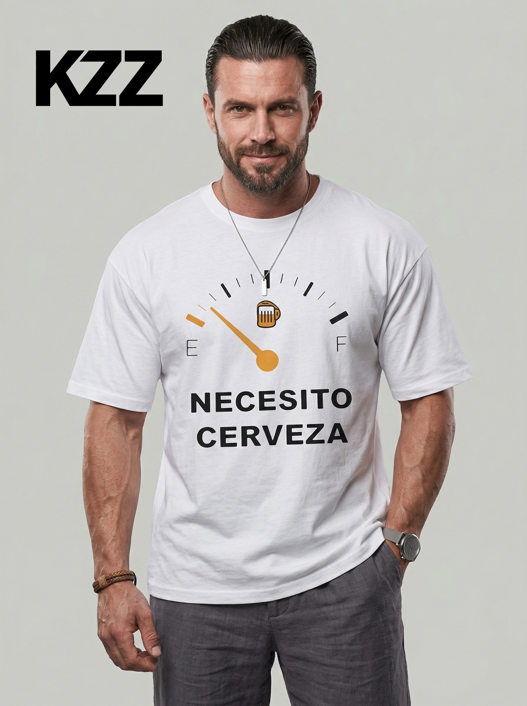 KZZ Men's Regular Fit Crew Neck T-Shirt with Letter Print