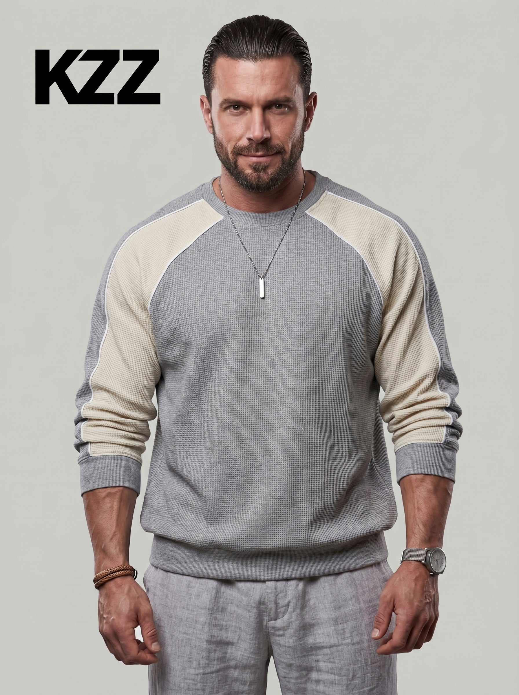 KZZ Men's Color-Block Sweatshirt