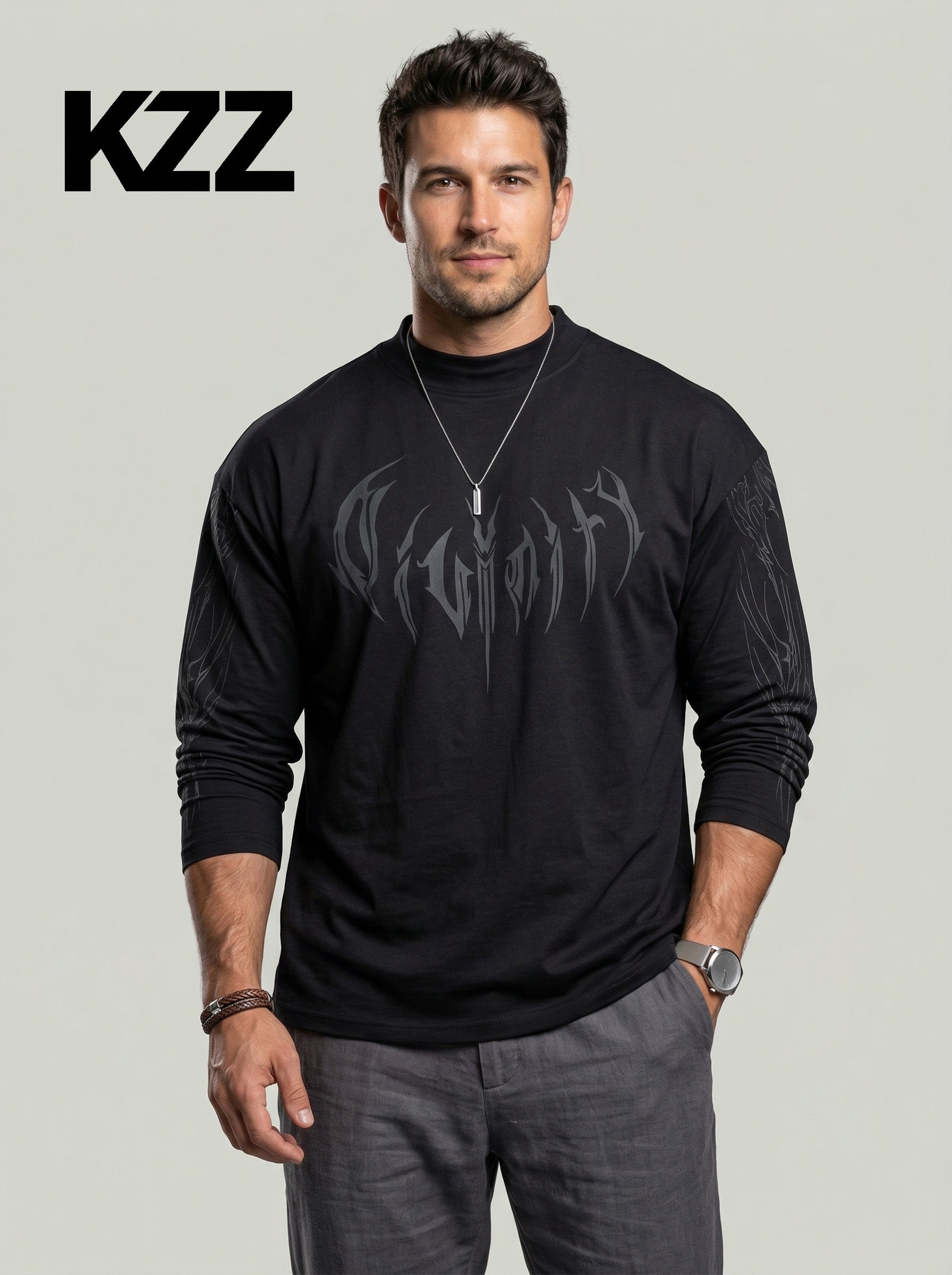 KZZ Men's Slim Fit Long Sleeve Sports Shirt