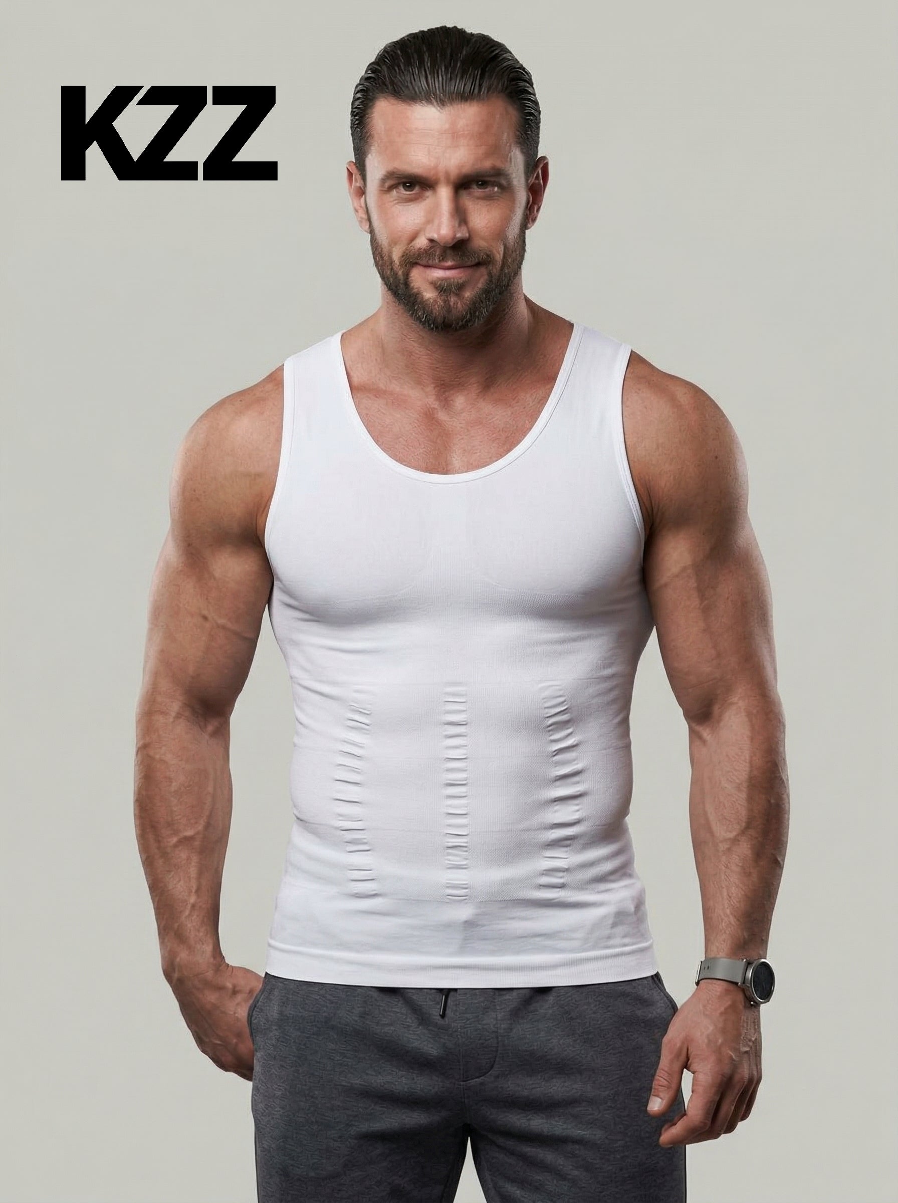 KZZ Men's Solid-Color Slimming & Shaping Vest