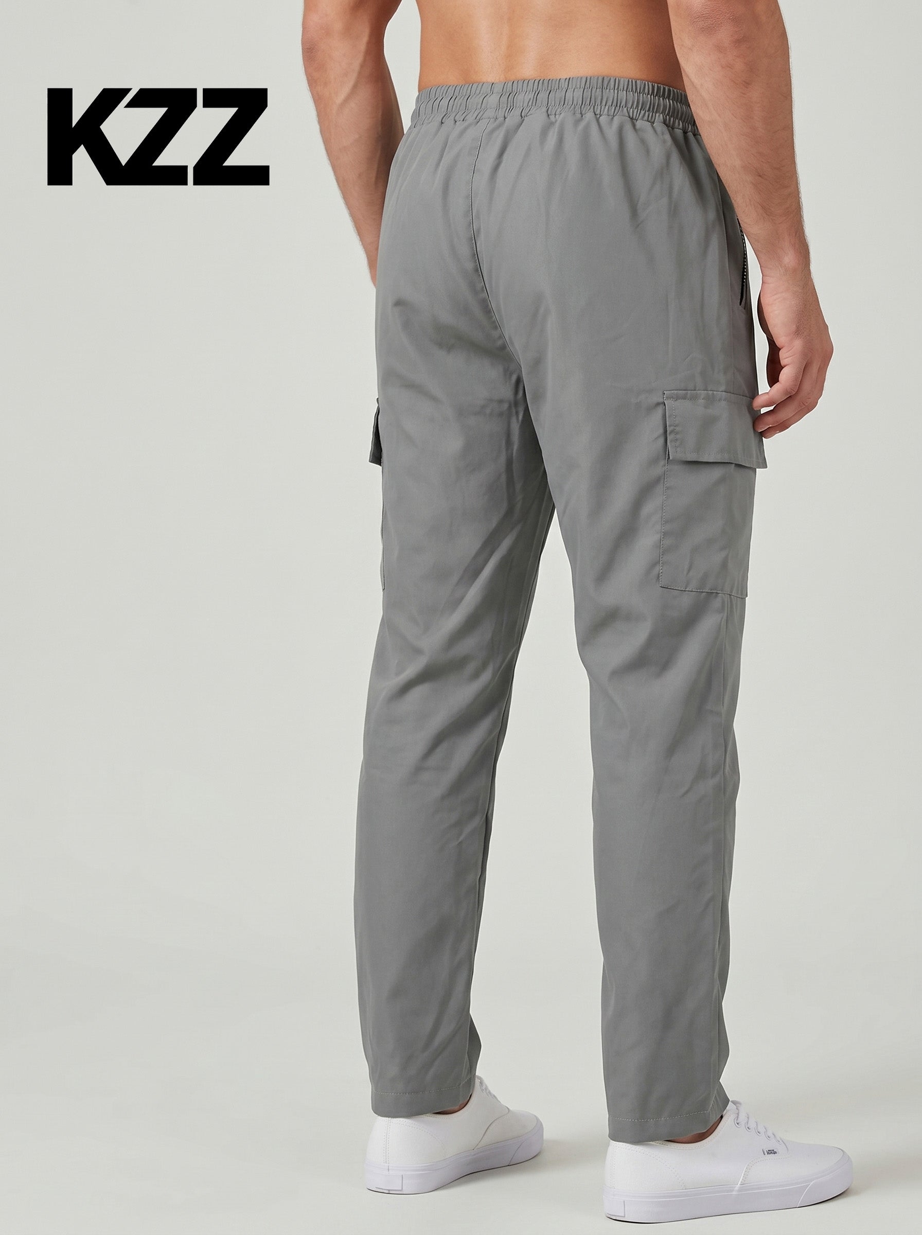 KZZ Men's Solid-Color Cargo Joggers
