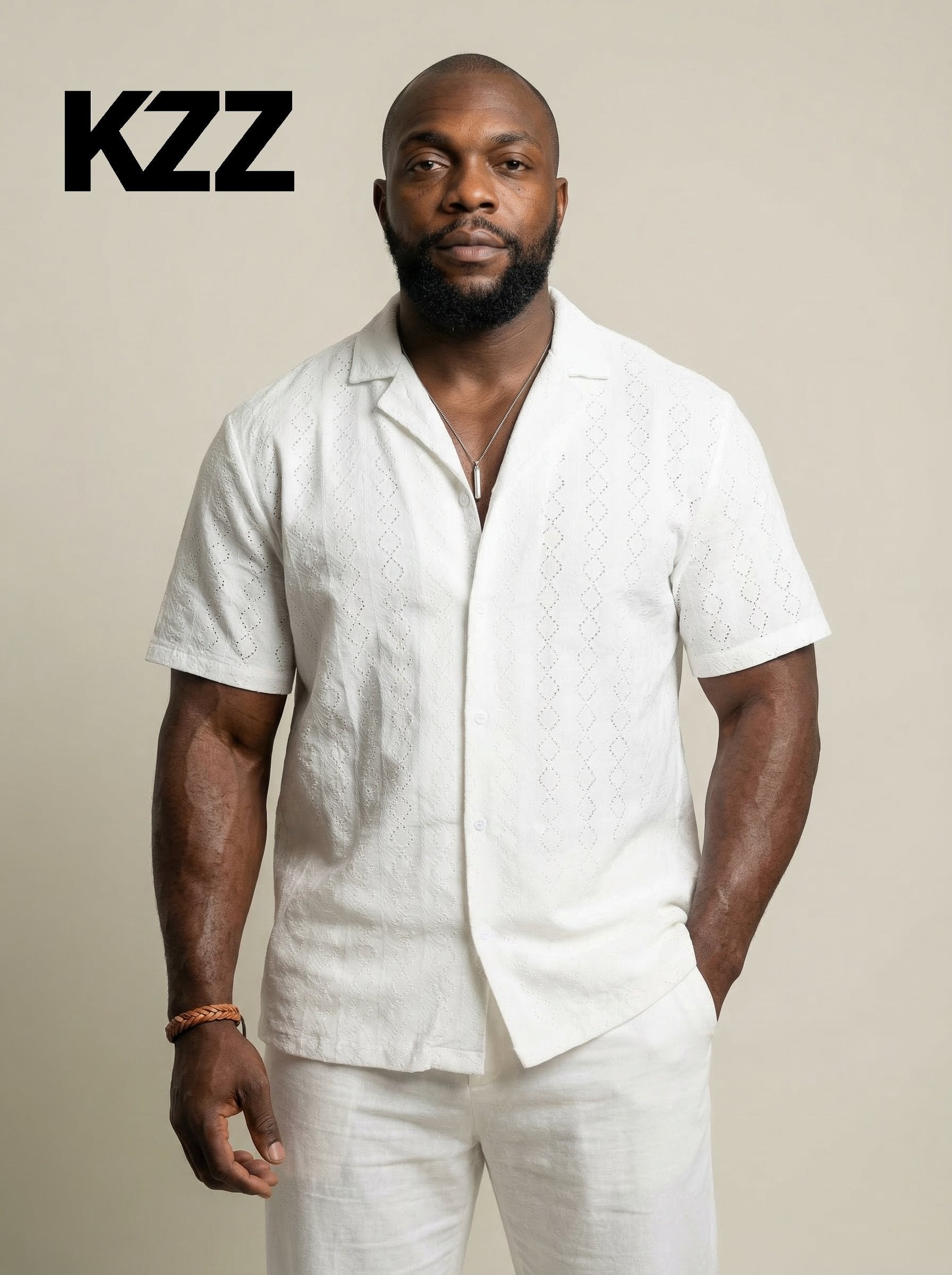KZZ New Summer Men's Openwork Shirt