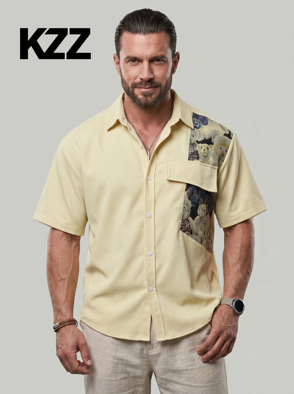 KZZ Men's Summer Short-Sleeve Shirt