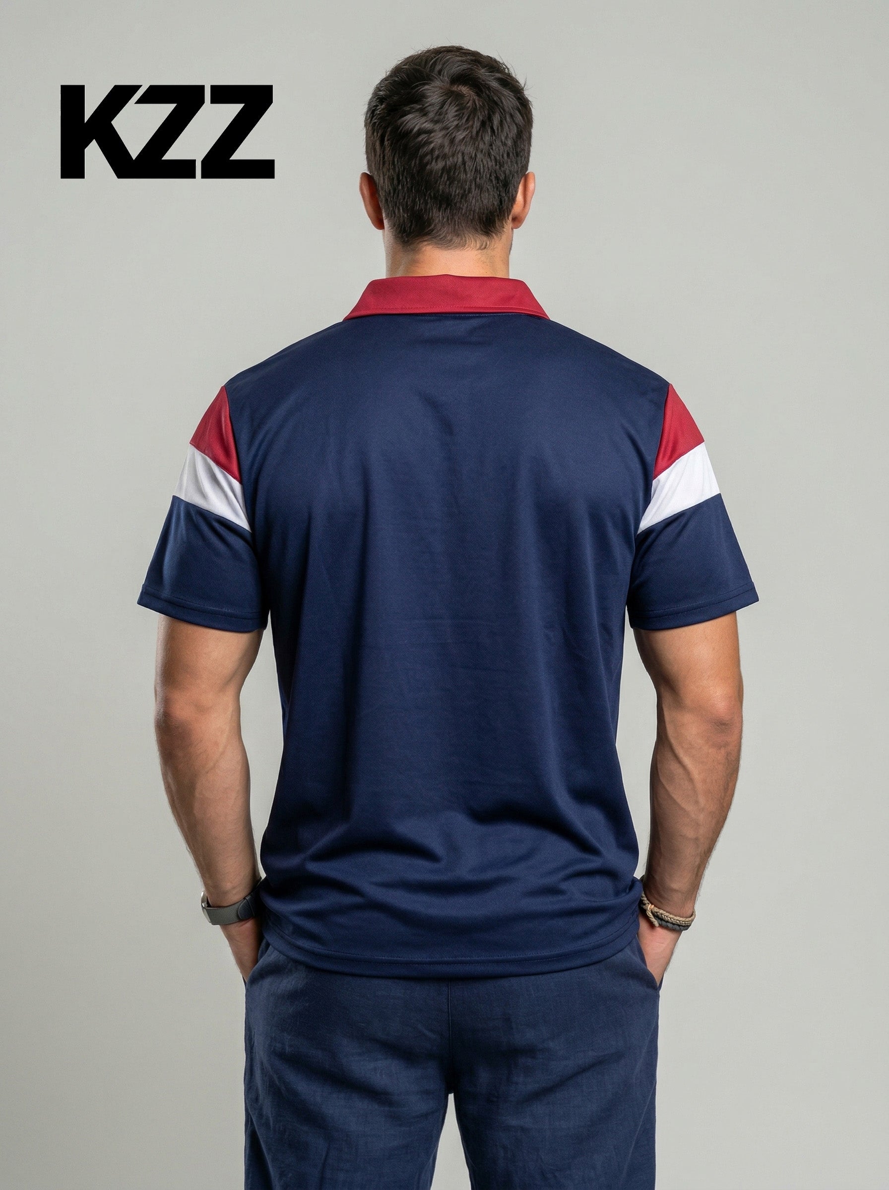 KZZ Men's Colorblock Short Sleeve Polo Shirt