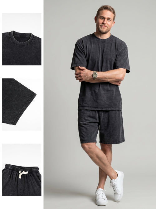 KZZ Distressed Loose-Fit T-Shirt and Drawstring Shorts