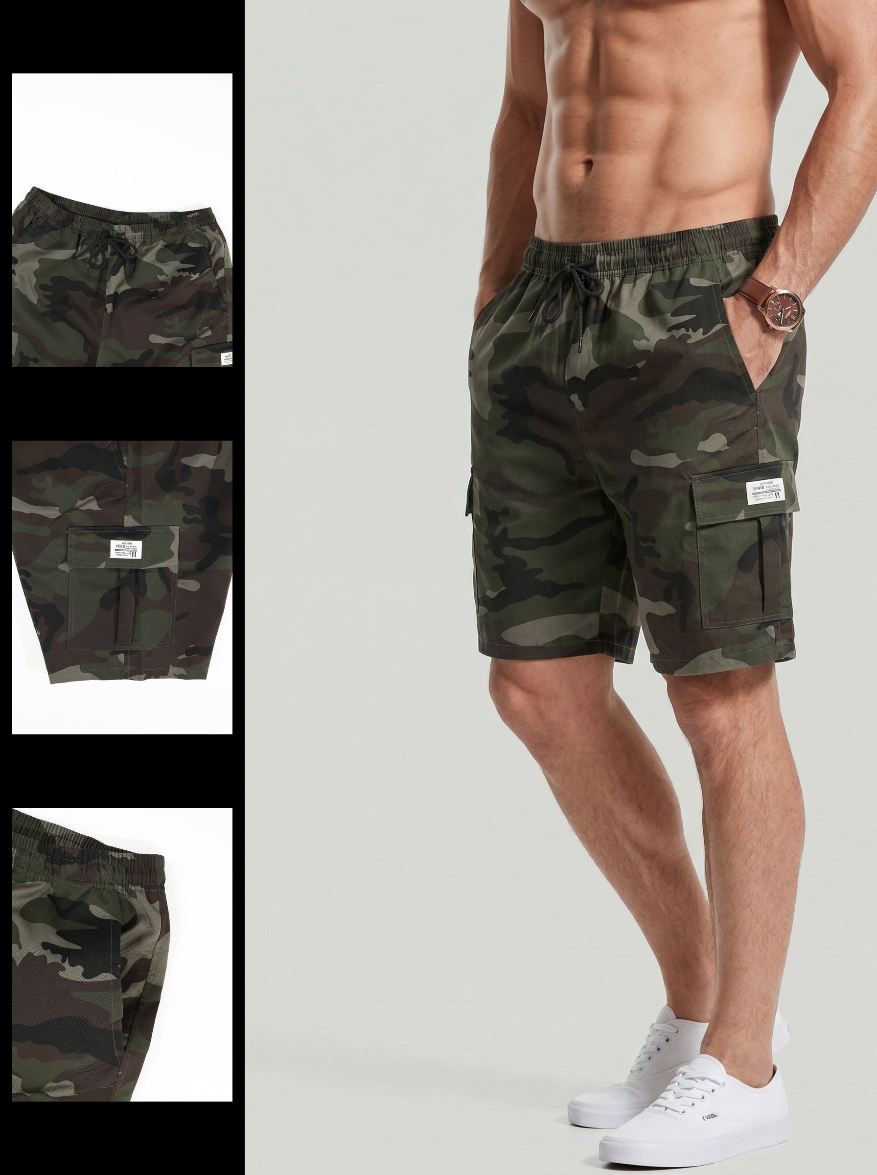 KZZ Men's Camouflage Twill Pocket Shorts