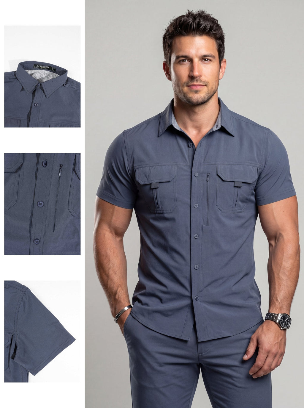 KZZ Men's Plus-Size Casual Shirt