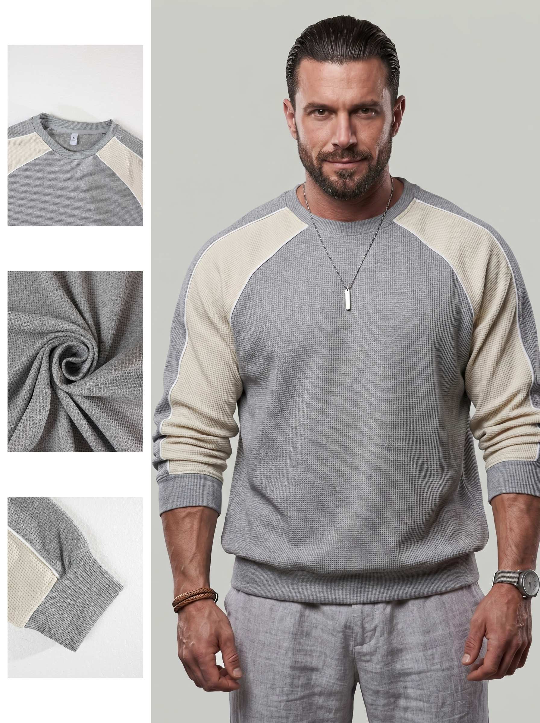 KZZ Men's Color-Block Sweatshirt