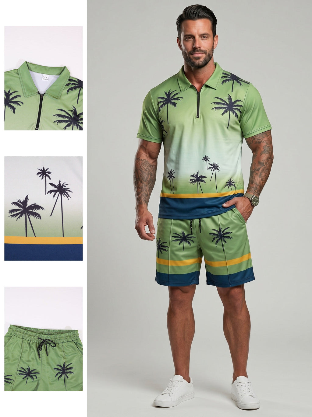 KZZ Regular fit casual polo shirt and shorts