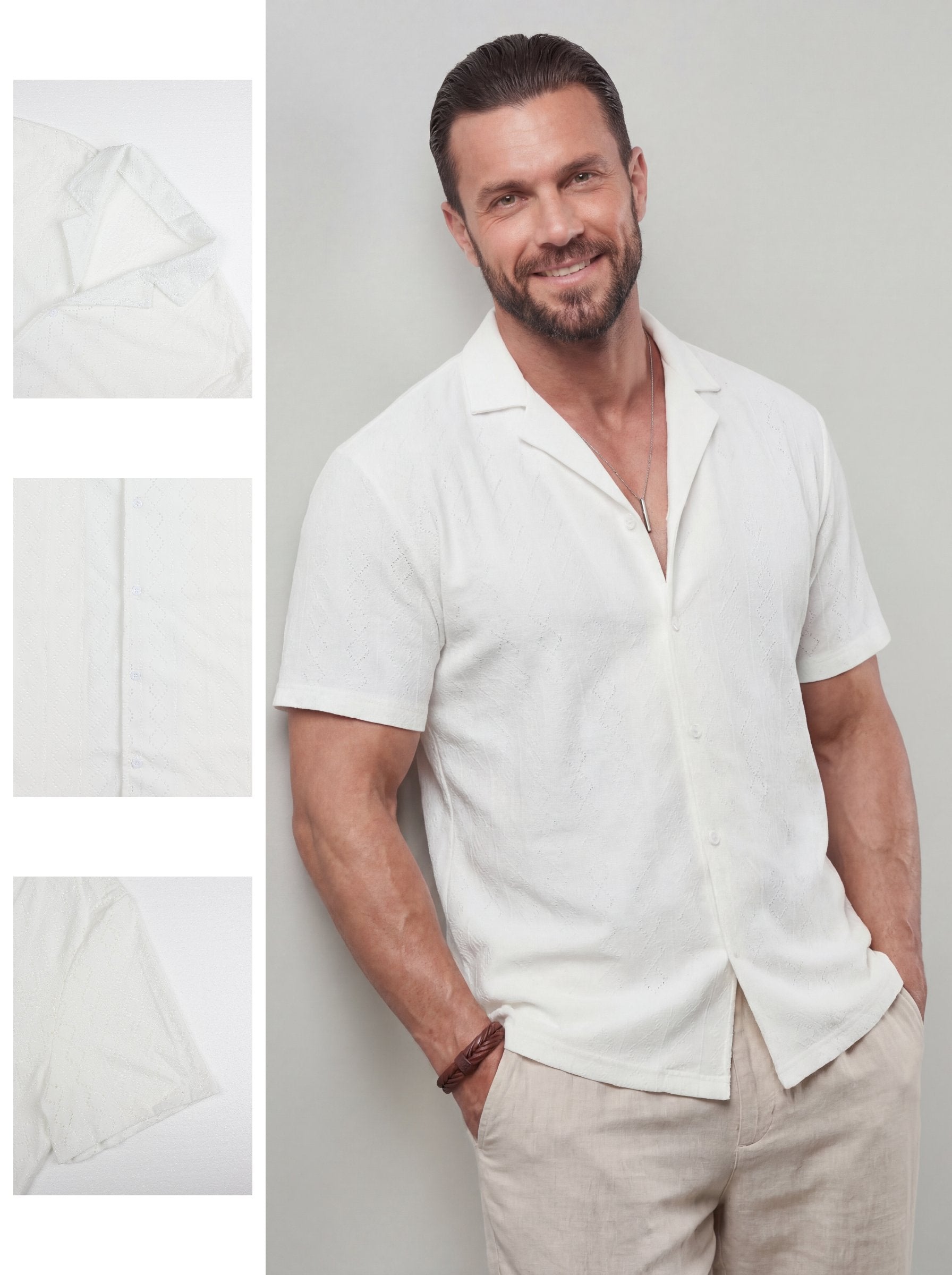 KZZ New Summer Men's Openwork Shirt