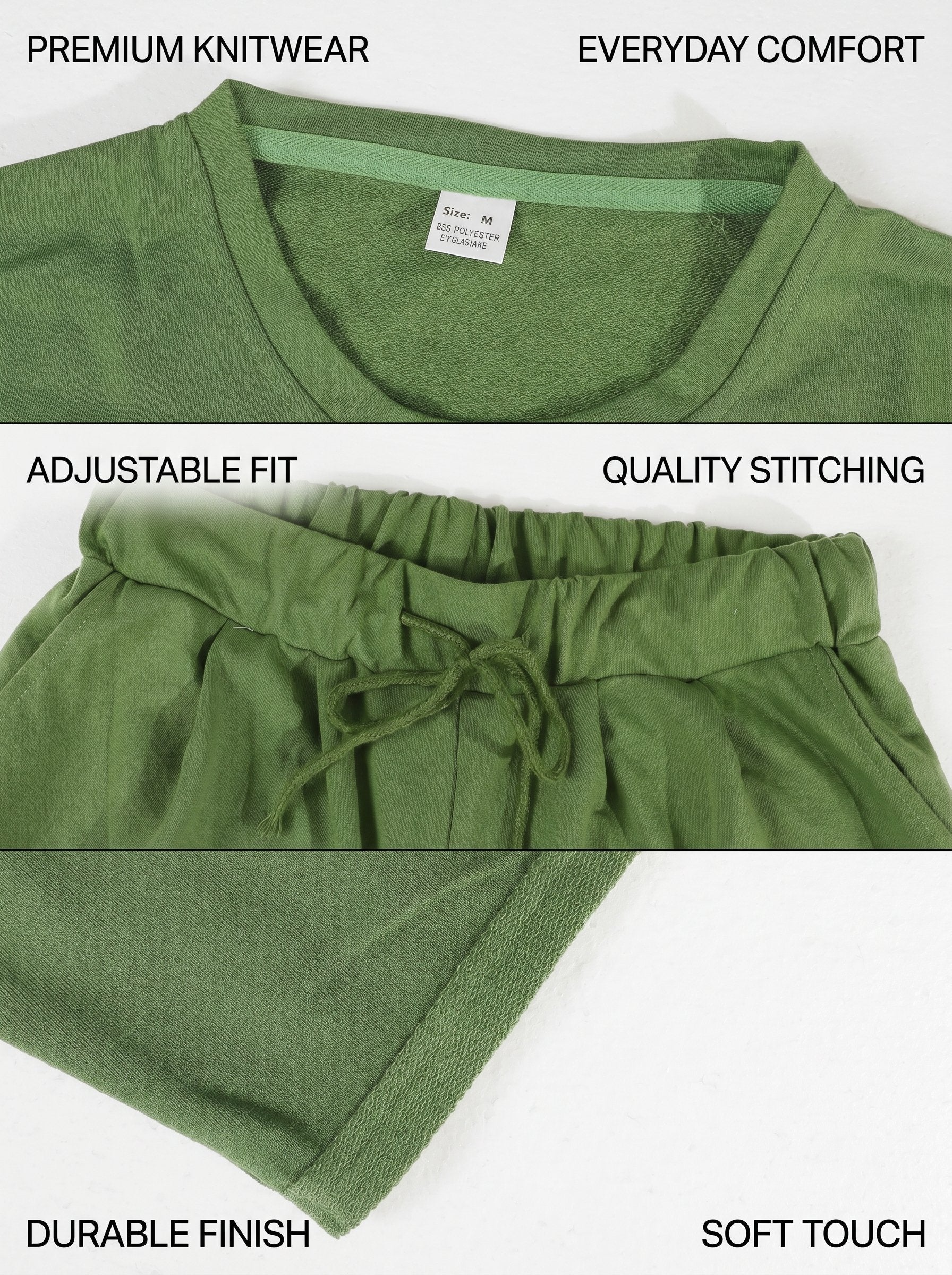 KZZ Solid-Color Crew-Neck T-Shirt and Shorts