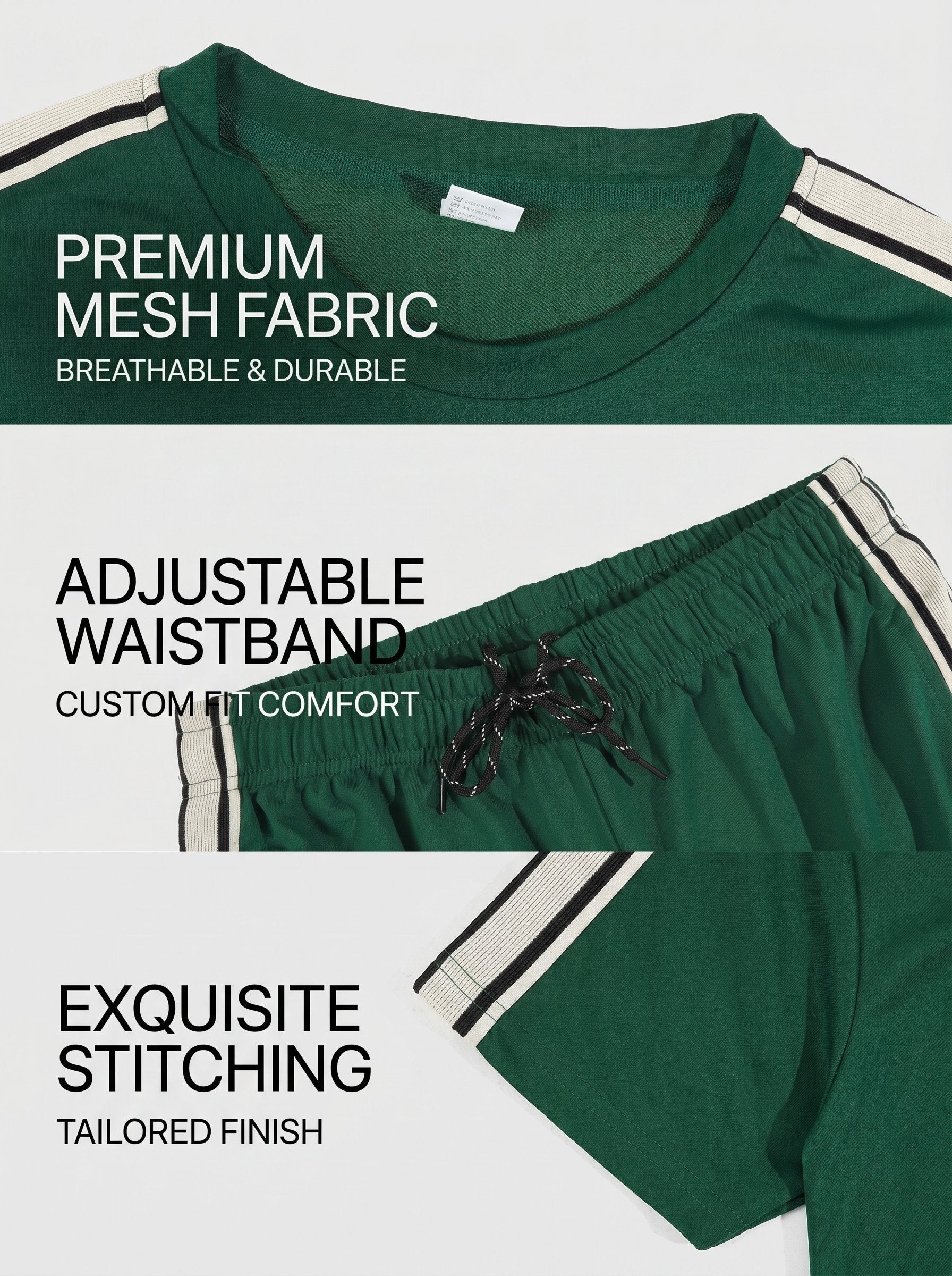KZZ Men's Solid-Color T-Shirt and Drawstring-Waist Trousers Two-Piece Set