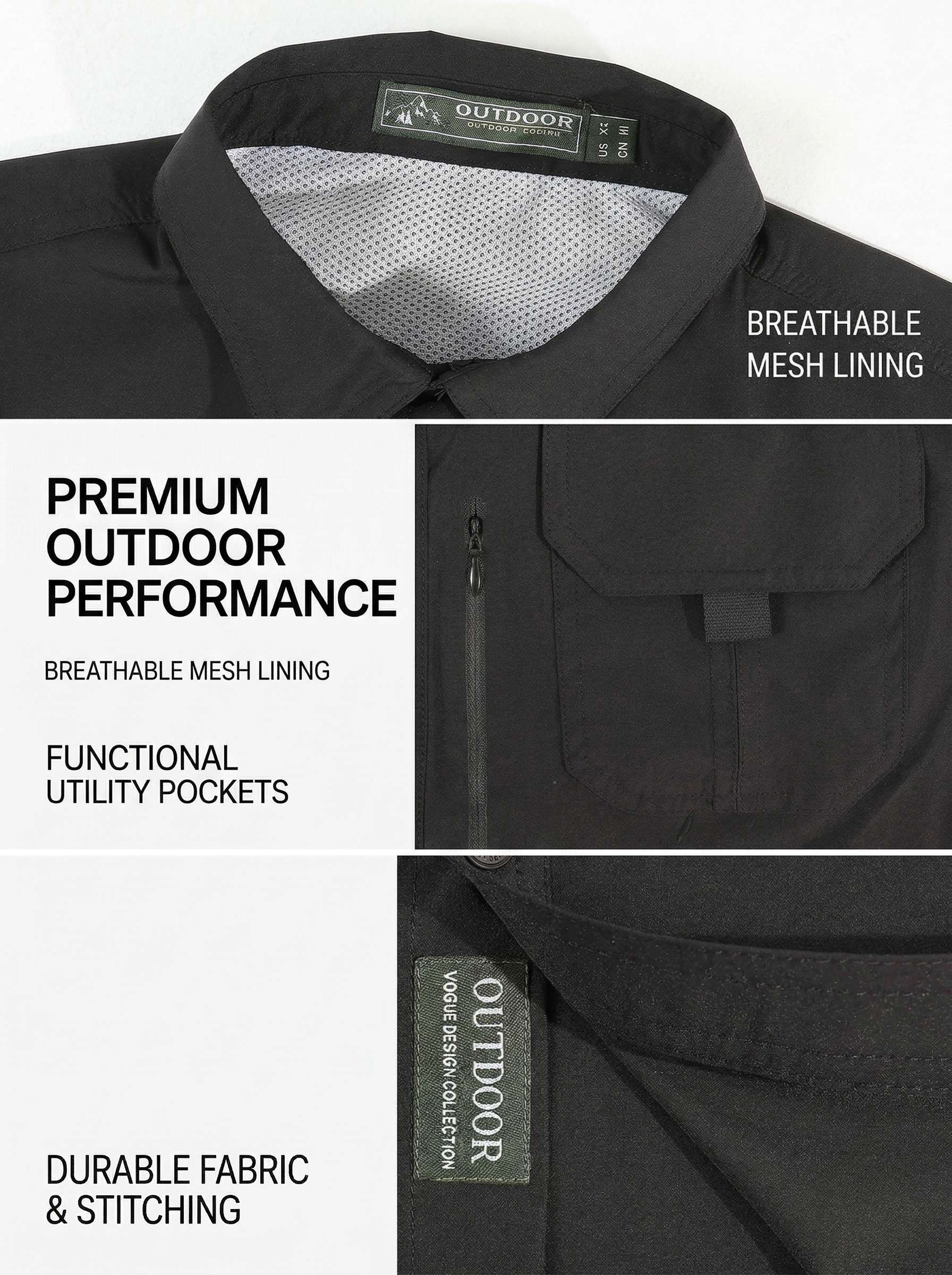 KZZ Men's American-Style Solid Color Shirt