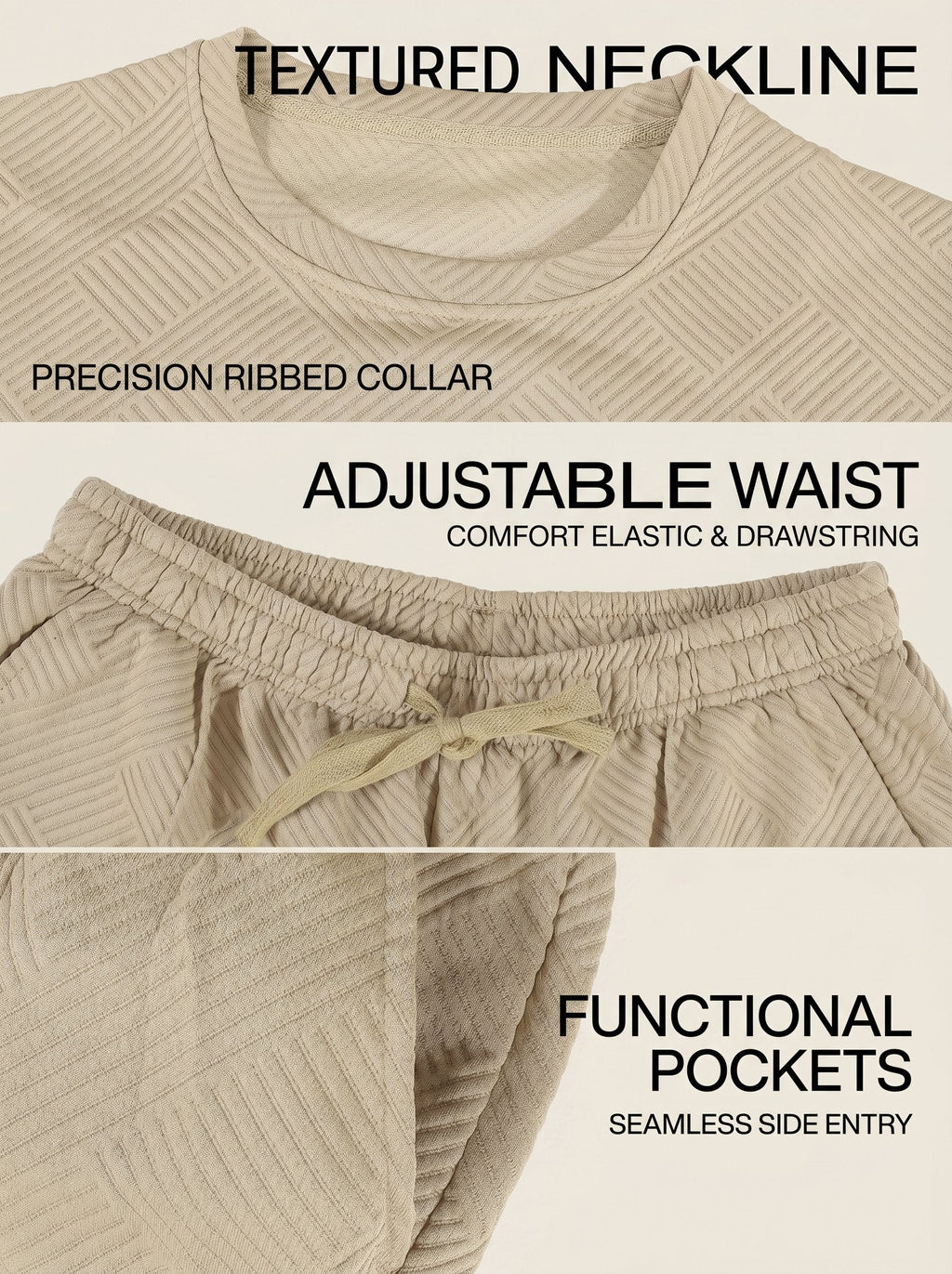 KZZ Men's Solid-Color Polo Shirt and Drawstring Shorts Set