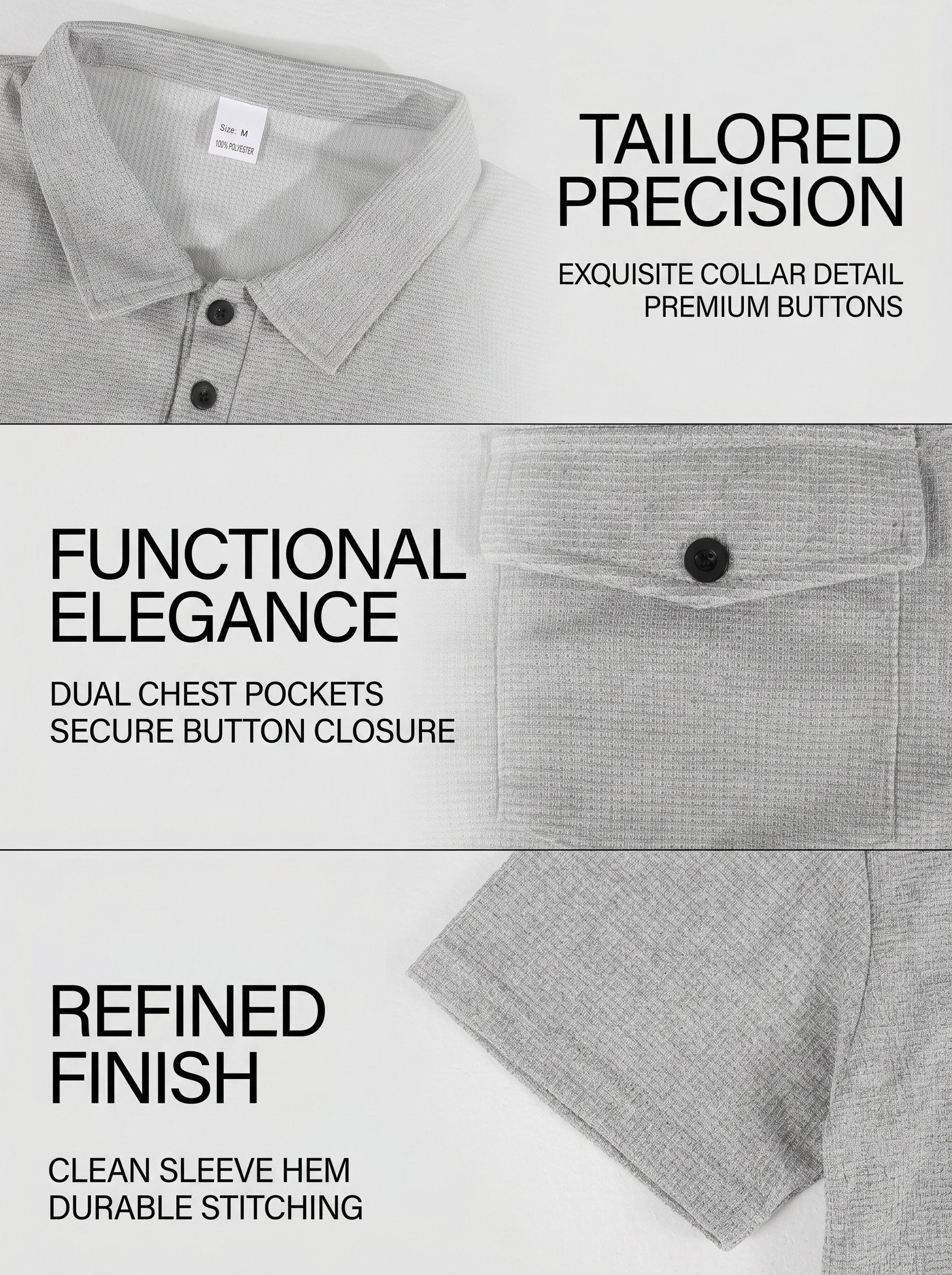 KZZ Men's Business-Casual Athletic-Style Waffle-Knit Solid-Color Short-Sleeve Polo Shirt