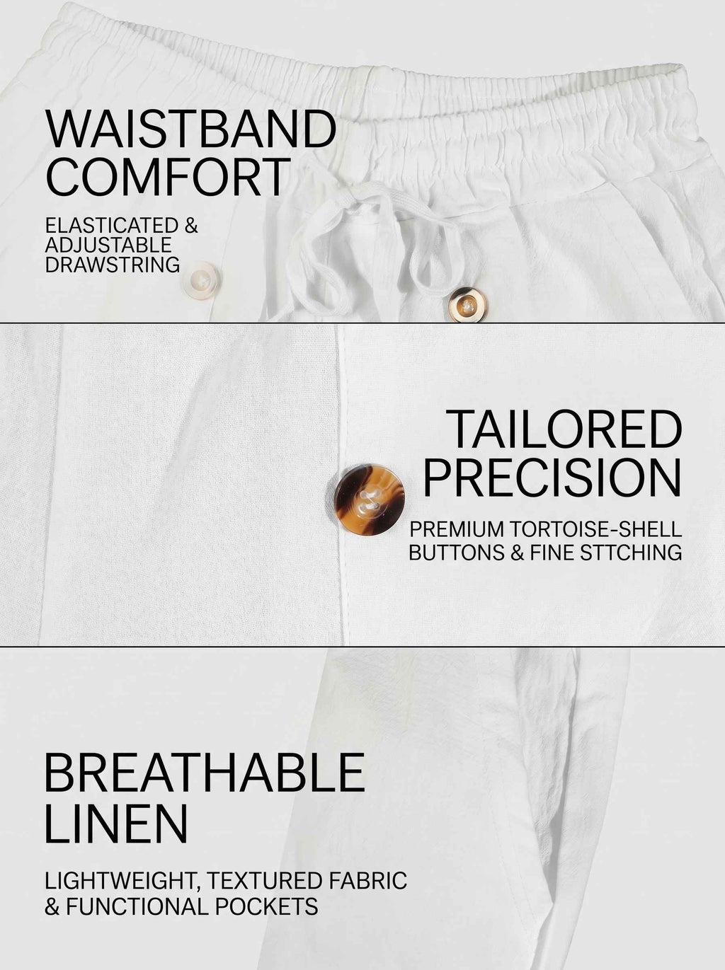 KZZ Men's Breathable Linen Drawstring-Waist Trousers
