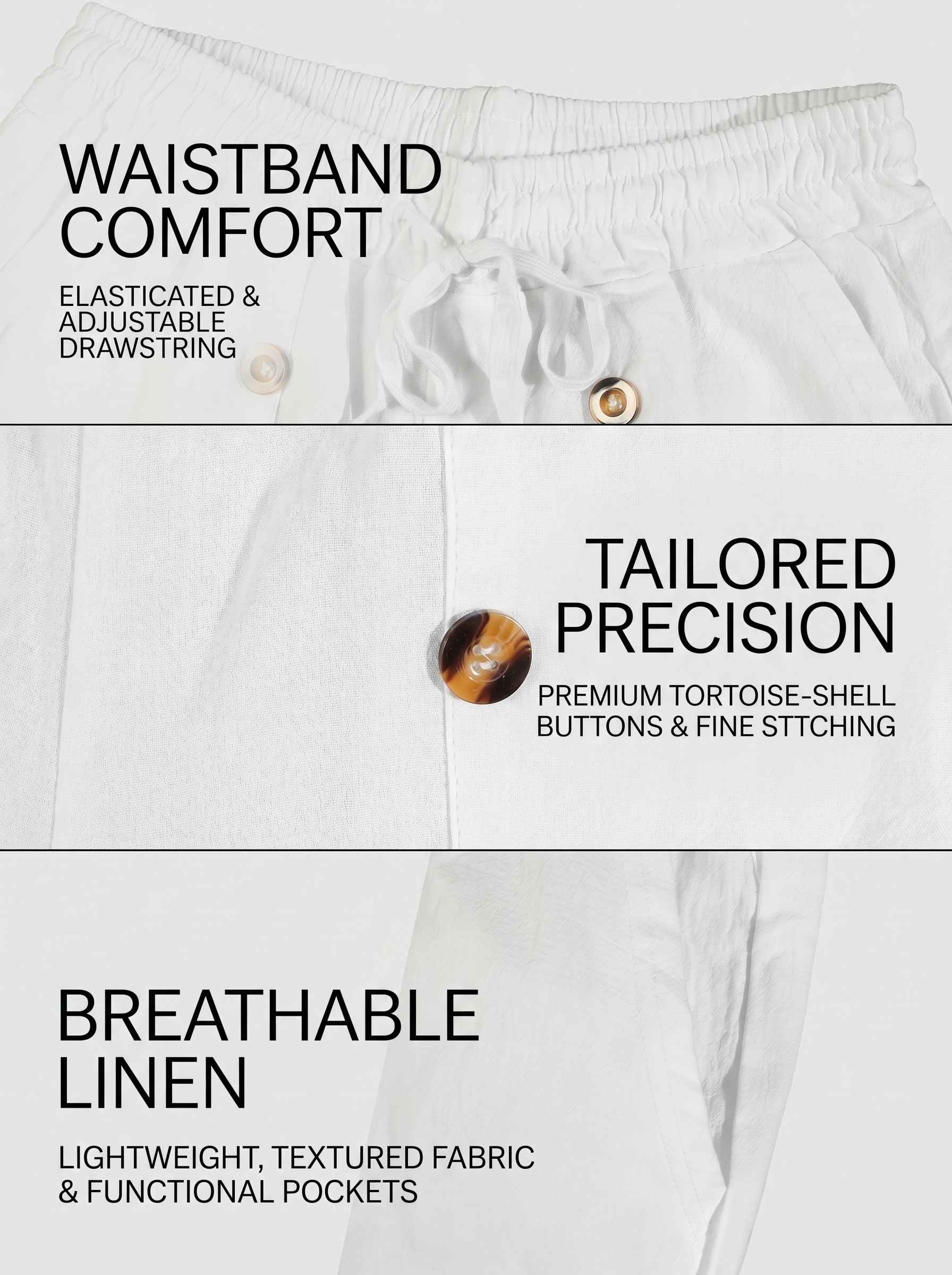 KZZ Men's Breathable Linen Drawstring-Waist Trousers