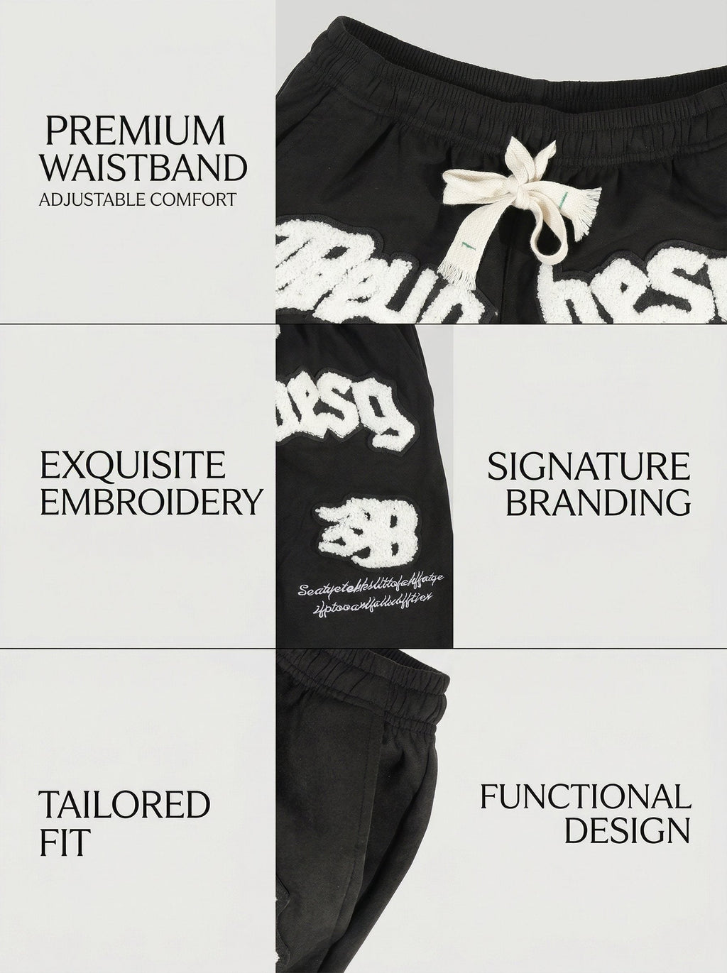 KZZ Men's Letter Embroidery Patched Drawstring Waist  Shorts