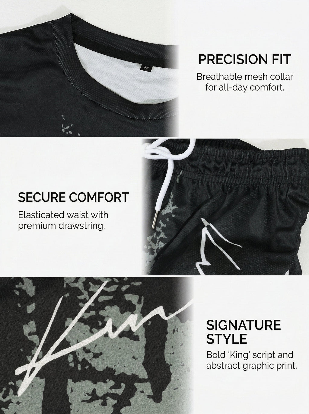 KZZ Men's New Crew-Neck Casual T-Shirt Set