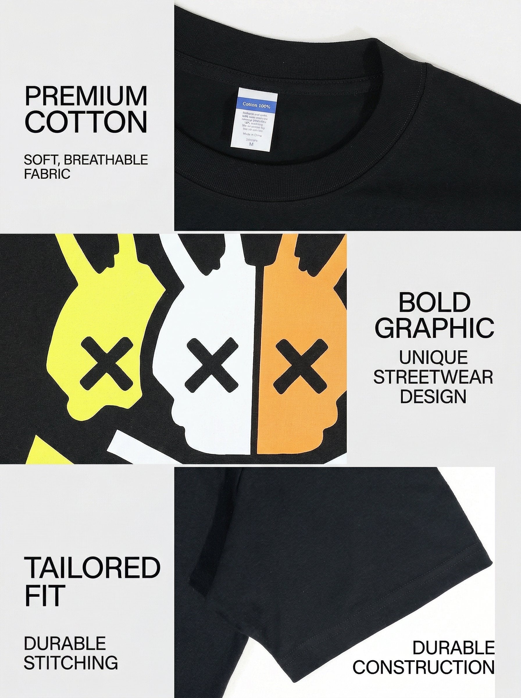 KZZ Men's Casual Crew-Neck T-Shirt