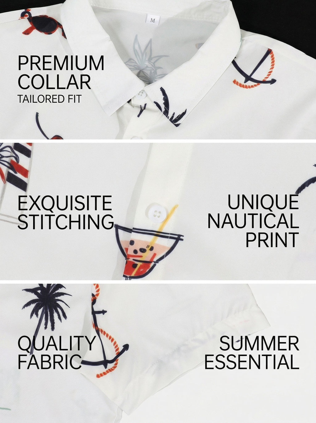 KZZ Men's Tropical Print Short Sleeve Shirt