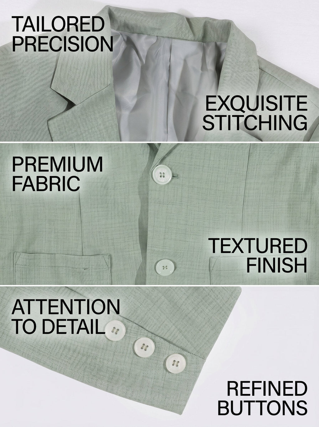 KZZ Men's Solid-Color Slim-Fit Suit