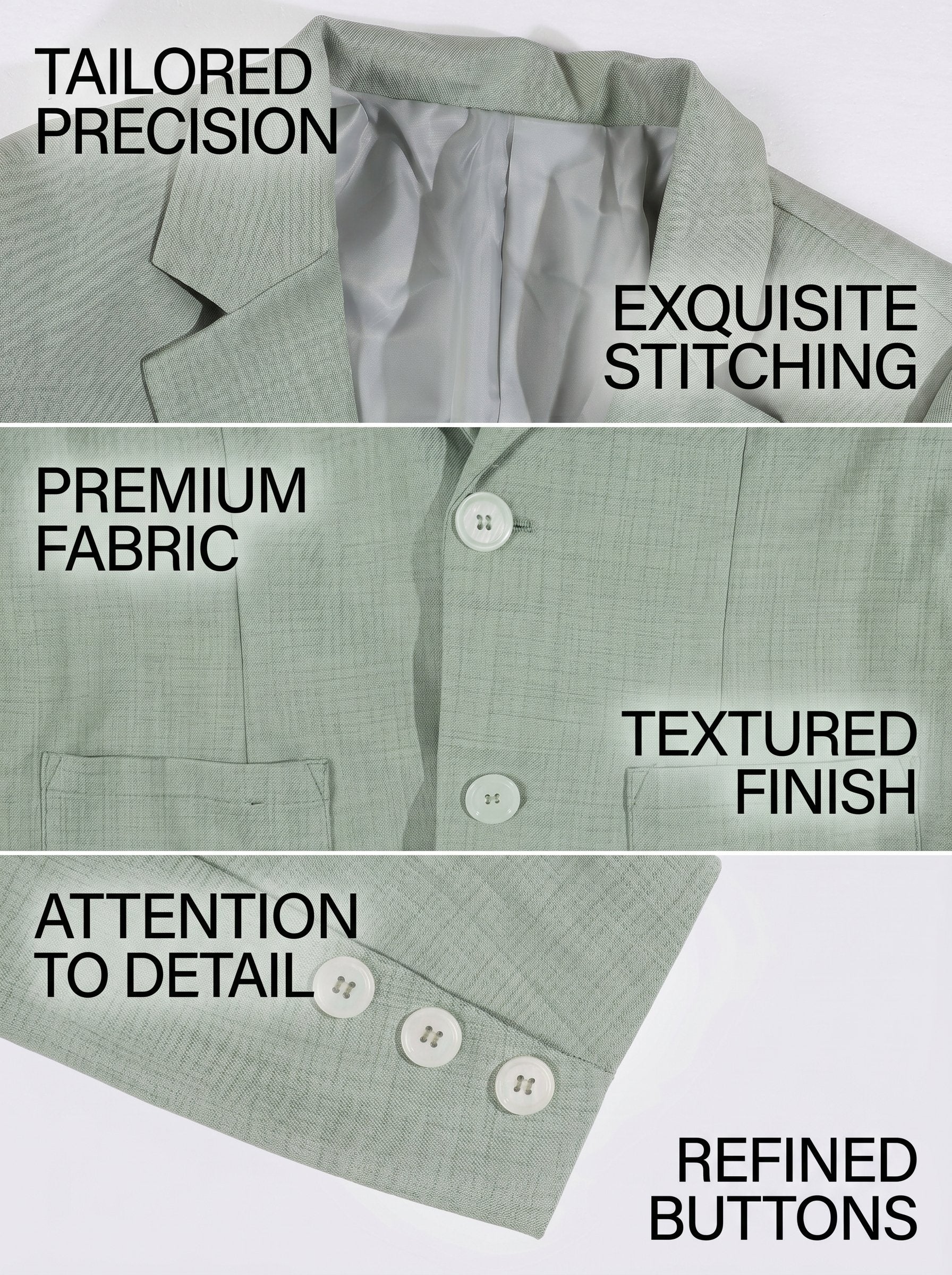KZZ Men's Solid-Color Slim-Fit Suit