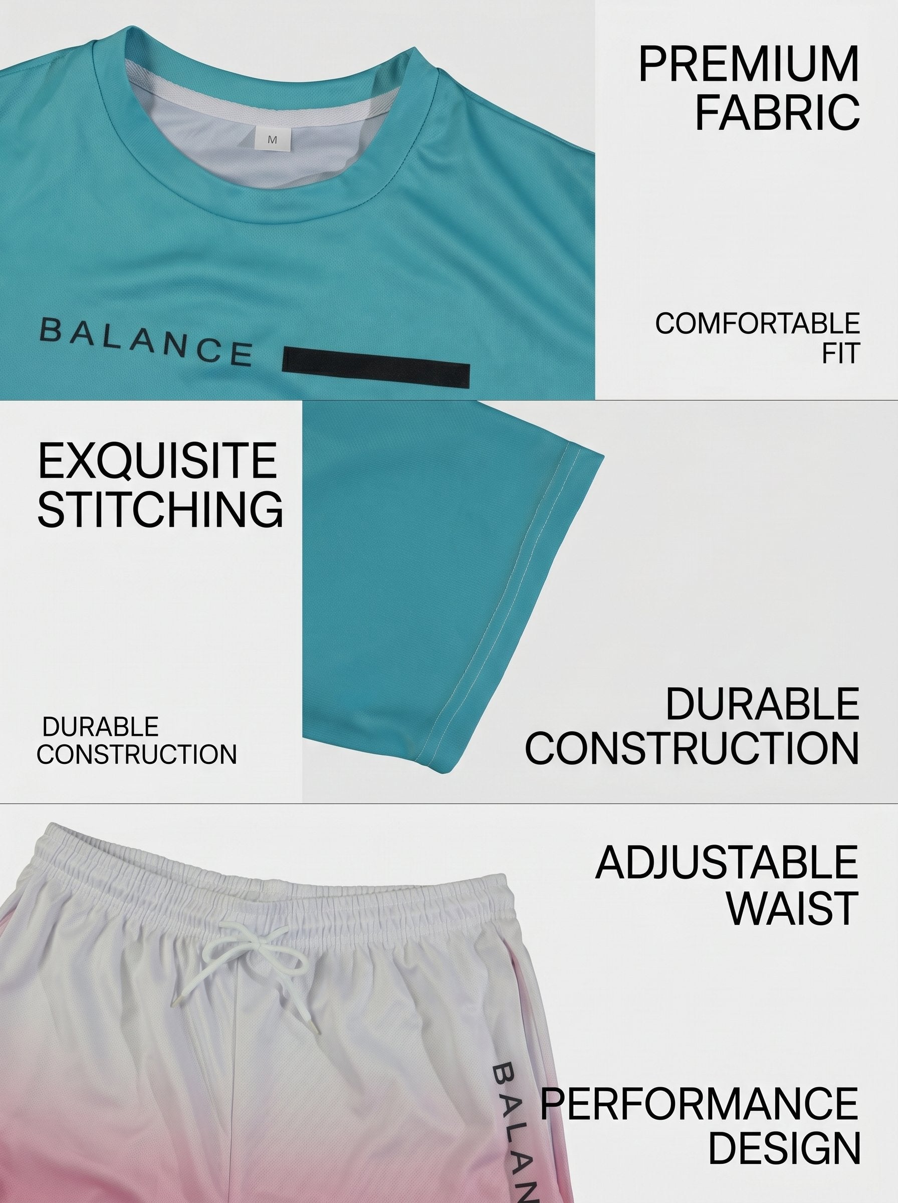 KZZ Gradient Short-Sleeve Top and Drawstring Shorts