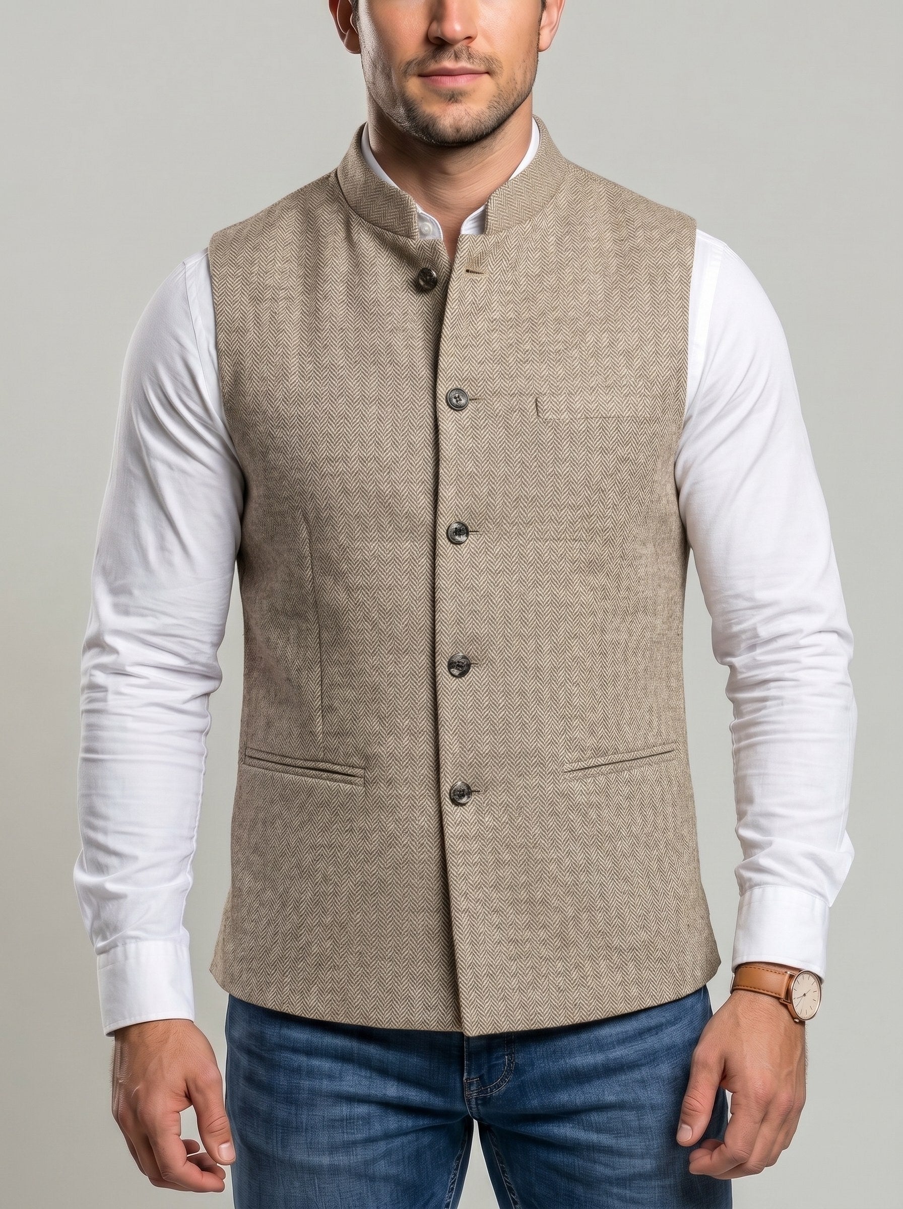 KZZ Men's Herringbone Vest