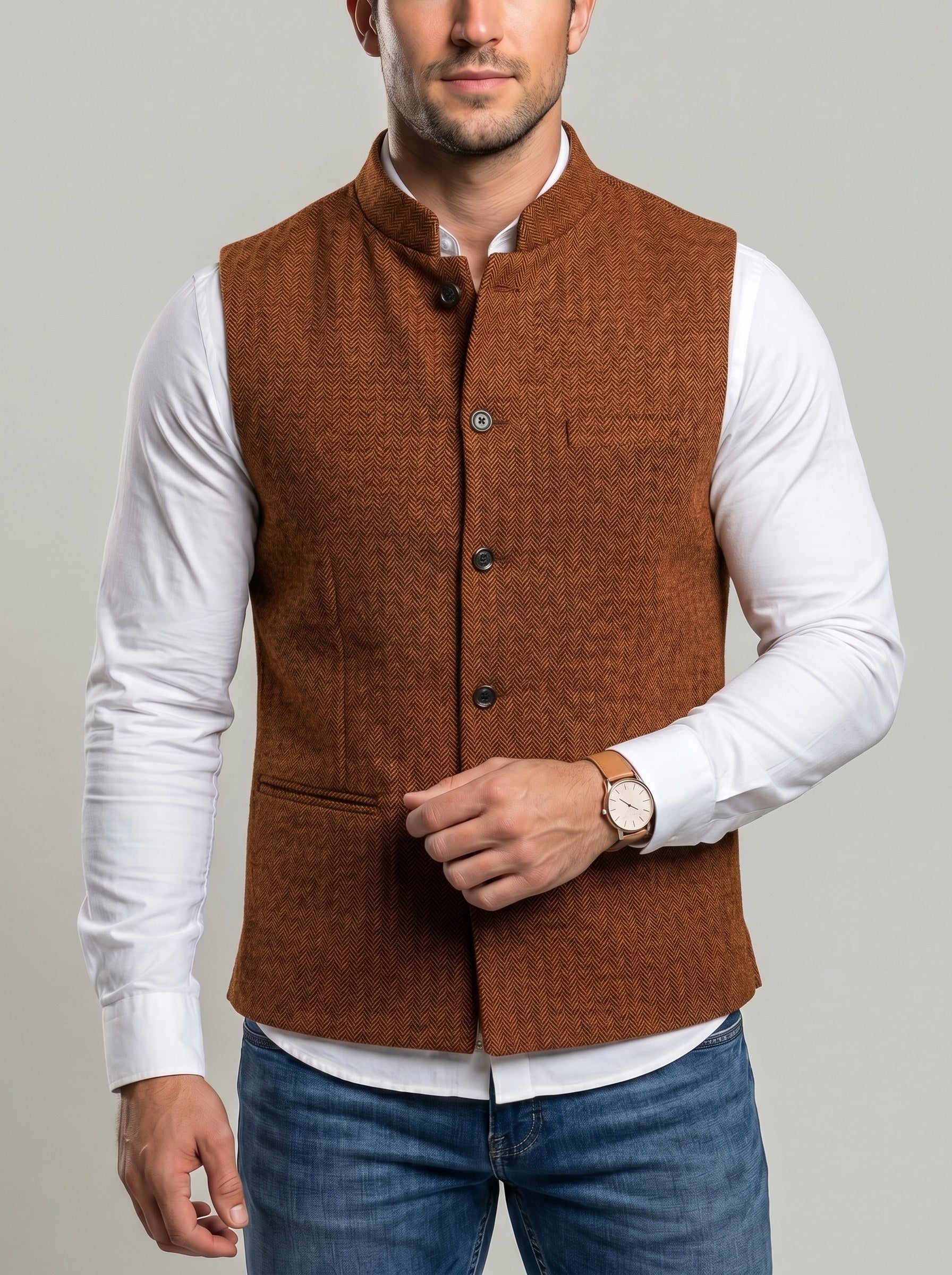 KZZ Men's Herringbone Vest