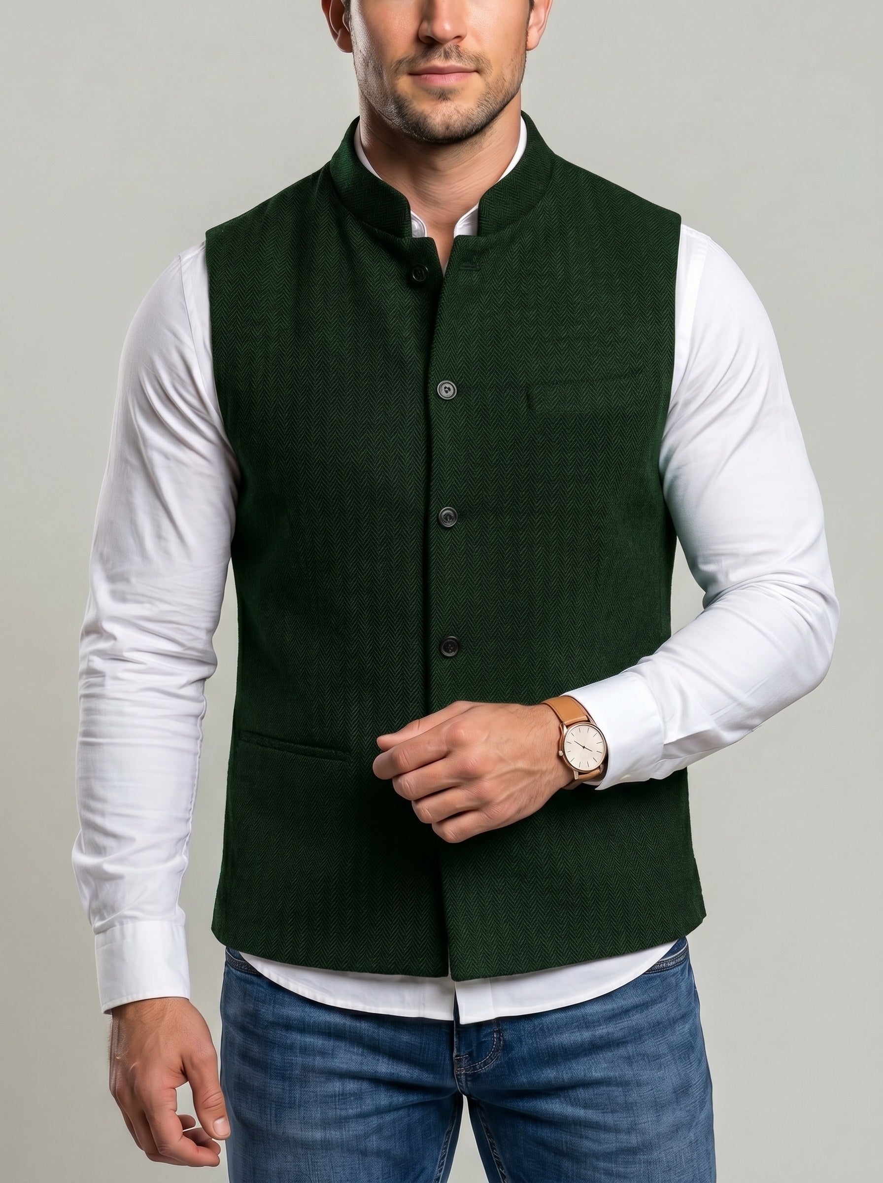 KZZ Men's Herringbone Vest