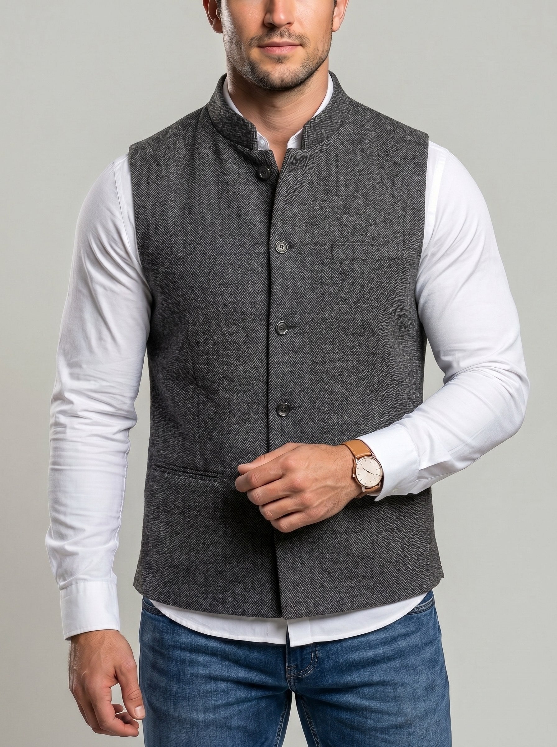 KZZ Men's Herringbone Vest