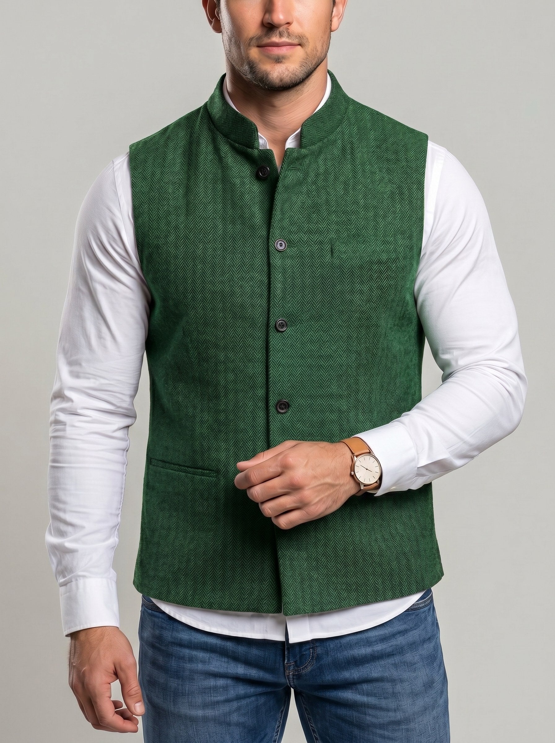 KZZ Men's Herringbone Vest