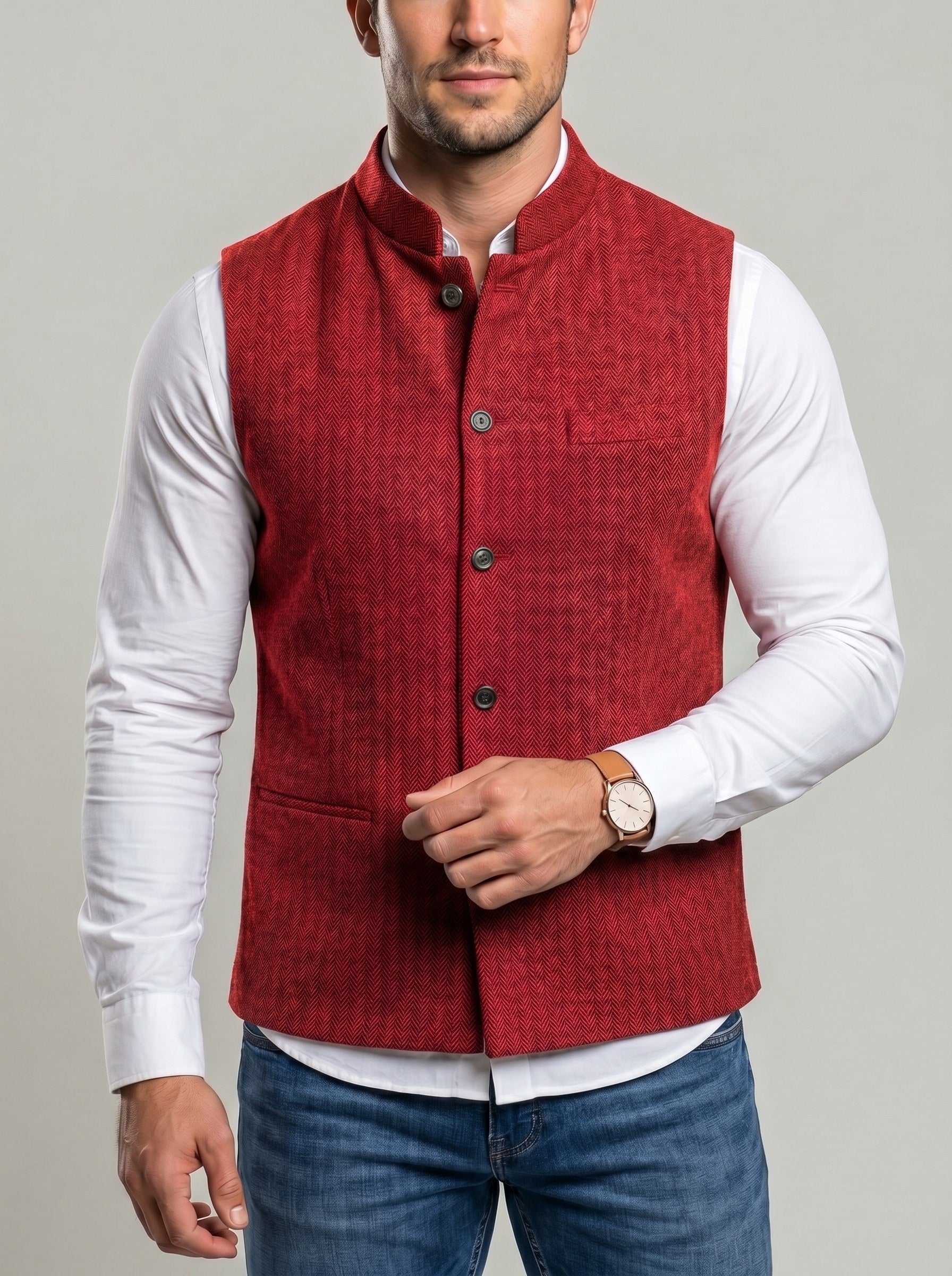 KZZ Men's Herringbone Vest